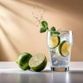 Gin and Tonic cocktail, mixed alcoholic drink served in glass