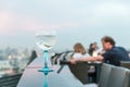 Gin tonic cocktail on table in rooftop bar Royalty Free Stock Photo