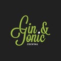 Gin and tonic lettering on black background