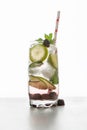 Gin tonic with lime, ice and red fruit Royalty Free Stock Photo