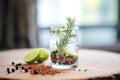 gin and tonic with lime slice and juniper berries Royalty Free Stock Photo