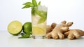Refreshing Ginger Ale Image For Summer Picnic On White Background Royalty Free Stock Photo
