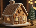 Ginger bread cookie house 3D render Royalty Free Stock Photo