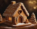 Ginger bread cookie house 3D render Royalty Free Stock Photo