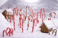 Ginger Bread Cottages in Candy Cane Forest Royalty Free Stock Photo