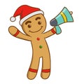 Ginger Bread Man Holding A Loud Speaker Royalty Free Stock Photo