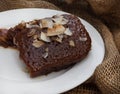 Ginger and Caramel warm pudding with roasted coconut sprinkle