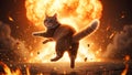Ginger Cat Dodging Explosion Royalty Free Stock Photo