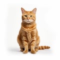 Ginger Cat isolated on white background, British cat, Orange cat front full body view AI generated, Full body front view of an Royalty Free Stock Photo