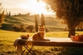 Ginger cat in Tuscany. Generative AI Royalty Free Stock Photo