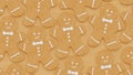 ginger coockies on beige background, Christmas gingerbread coockies