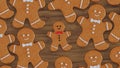 ginger coockies on wooden background, Christmas gingerbread coockies Royalty Free Stock Photo