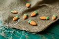 Ginger cookies in the shape of a carrot for Easter Royalty Free Stock Photo