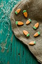 Ginger cookies in the shape of a carrot for Easter Royalty Free Stock Photo