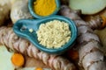 Ginger and curcumin spice powder root slice