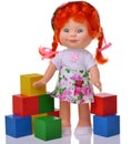 Ginger doll with cubes Royalty Free Stock Photo