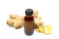 Ginger essential oil in bottle.