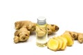 Ginger essential oil in bottle.