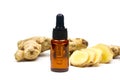 Ginger essential oil in bottle.