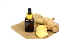 Ginger essential oil in bottle.