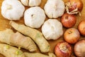 Ginger, garlic and allium ascalonicum Royalty Free Stock Photo