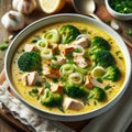 Ginger-Garlic-Lemon Cream Soup with Chicken