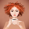 Ginger girl with coffee