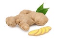 Ginger with green leaves (isolated)