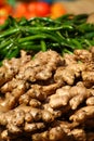 Ginger and green paprica in traditional market.