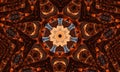 Ginger groovy kaleidoscope abstract seamless pattern with round kaleidoscopic glowing elements
