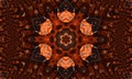 Ginger groovy kaleidoscope abstract seamless pattern with round kaleidoscopic glowing elements