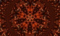 Ginger groovy kaleidoscope abstract seamless pattern with round kaleidoscopic glowing elements