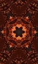 Ginger groovy kaleidoscope abstract seamless pattern with round kaleidoscopic glowing elements Vertical image
