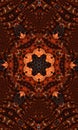 Ginger groovy kaleidoscope abstract seamless pattern with round kaleidoscopic glowing elements Vertical image