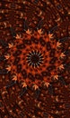 Ginger groovy kaleidoscope abstract seamless pattern with round kaleidoscopic glowing elements Vertical image
