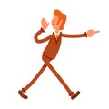 Ginger haired man in retro suit semi flat color vector character