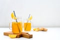 Ginger and lemon combucha detox drink in two jars