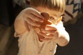 Ginger Little Boy Hand Close Warm Light Christmas Home