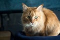 ginger main coon cat looking camera Royalty Free Stock Photo