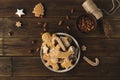 Gingerbread. men on a wooden background.Christmas cookies