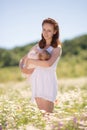 Ginger mother posing outdoors Royalty Free Stock Photo