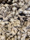 ginger root close-up on the market counter Royalty Free Stock Photo