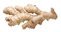 Ginger root close-up on white. Top view Royalty Free Stock Photo