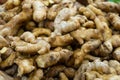 Ginger root counter at grocery store close up Royalty Free Stock Photo