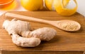 Ginger root fresh and dry powder Royalty Free Stock Photo