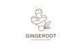 Ginger Root Logo Design. Herbal Spice Vector Isolated on White Background Royalty Free Stock Photo