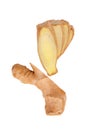 ginger root, sliced, top view isolated on a white background Royalty Free Stock Photo