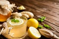 Ginger root tea with lemon, honey and mint Royalty Free Stock Photo