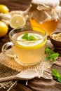 Ginger root tea with lemon, honey and mint Royalty Free Stock Photo