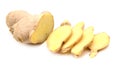 Ginger root. White, background. Royalty Free Stock Photo